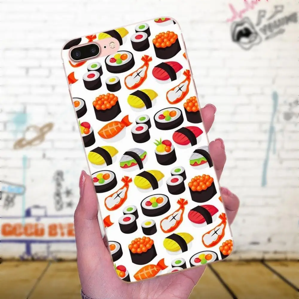 Японские суши вкусная еда мультфильм для Xiaomi Mi3 Mi4 Mi4C Mi4i Mi5 Mi 5S 5X 6 6X 8 SE A1 Max Mix 2 Note 3 4 TPU