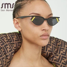 Модные маленькие солнцезащитные очки "кошачий глаз" для женщин, новинка, роскошные брендовые дизайнерские солнцезащитные очки в полоску, мужские и женские черные очки UV400