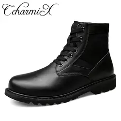 CcharmiX/мужские ботинки из натуральной кожи с мехом, зимние тактические ботильоны, мужская обувь, повседневные военные парусиновые ботинки
