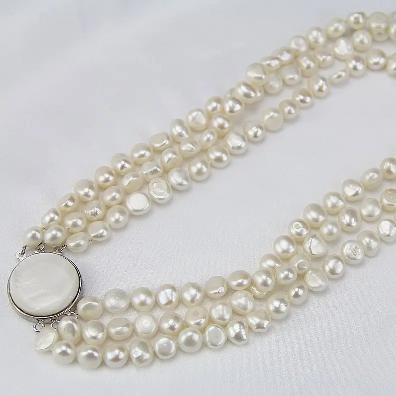 Real 8-9mm white baroque cultured 