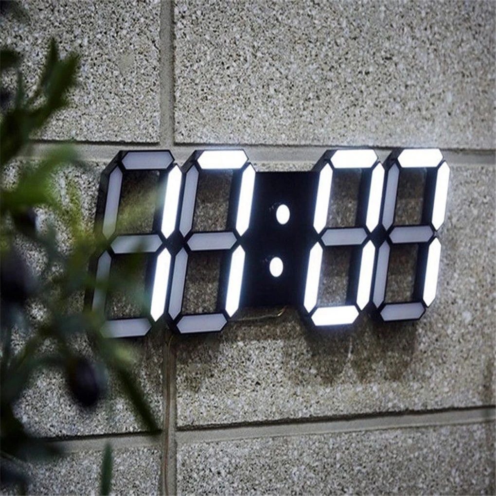 

LED Rectangular 3D Digital Clock Table Alarm Watch 24 or 12 Hour Display Home Wall Decoration Clock