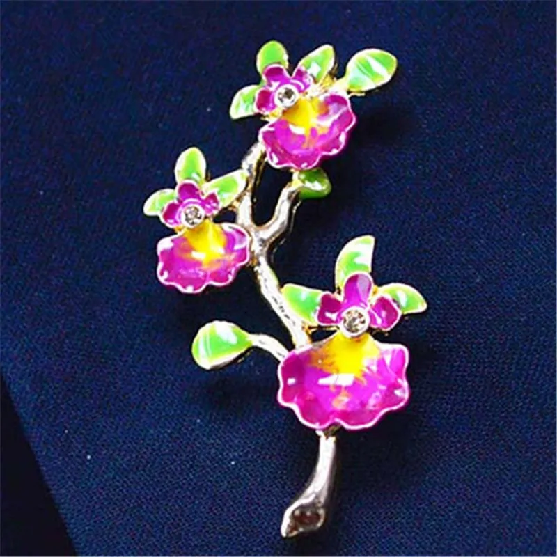 Женская эмалированная брошь в стиле ретро форме капли с цветами 2019|brooch fashion|drop