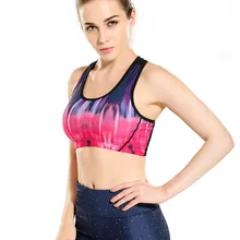 Для женщин Градиент красное пламя печати Фитнес короткий жилет тренировки Беспроводной Нижнее Бельё для девочек Бесшовные Стретч майка Волокно хип-хоп мягкий бюстгальтер