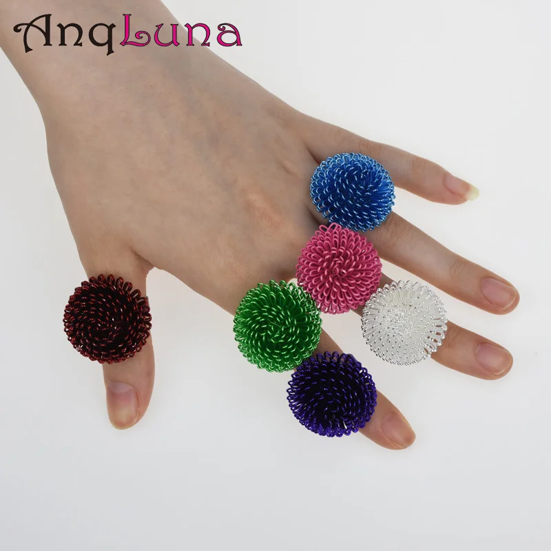 

Ethnic Plating 6 color Dandelion Flower Titanium Stainless Steel Rings For Women Hyperbole Big Wave Adjustable Round Rings