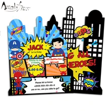Superhero Theme Invitation Card Party Supplies Super Hero Invitation Party Decorations Kids Event Birthday Custom-Made 16PCS