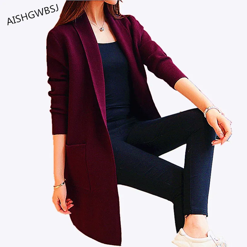 

AISHGWBSJ 2019 New Spring Autumn Knitted Sweater Cardigan Women winter Jacket Loose Big yards joker Long Sweaters coat QYX146
