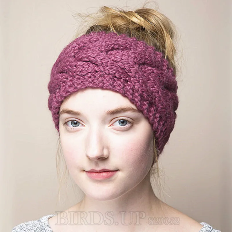 

Wool Knitted Turban Headbands For Women Winter Warm Crochet Headband Head Wrap Wide Ear Warmer Hairband Girls Hair Accessories