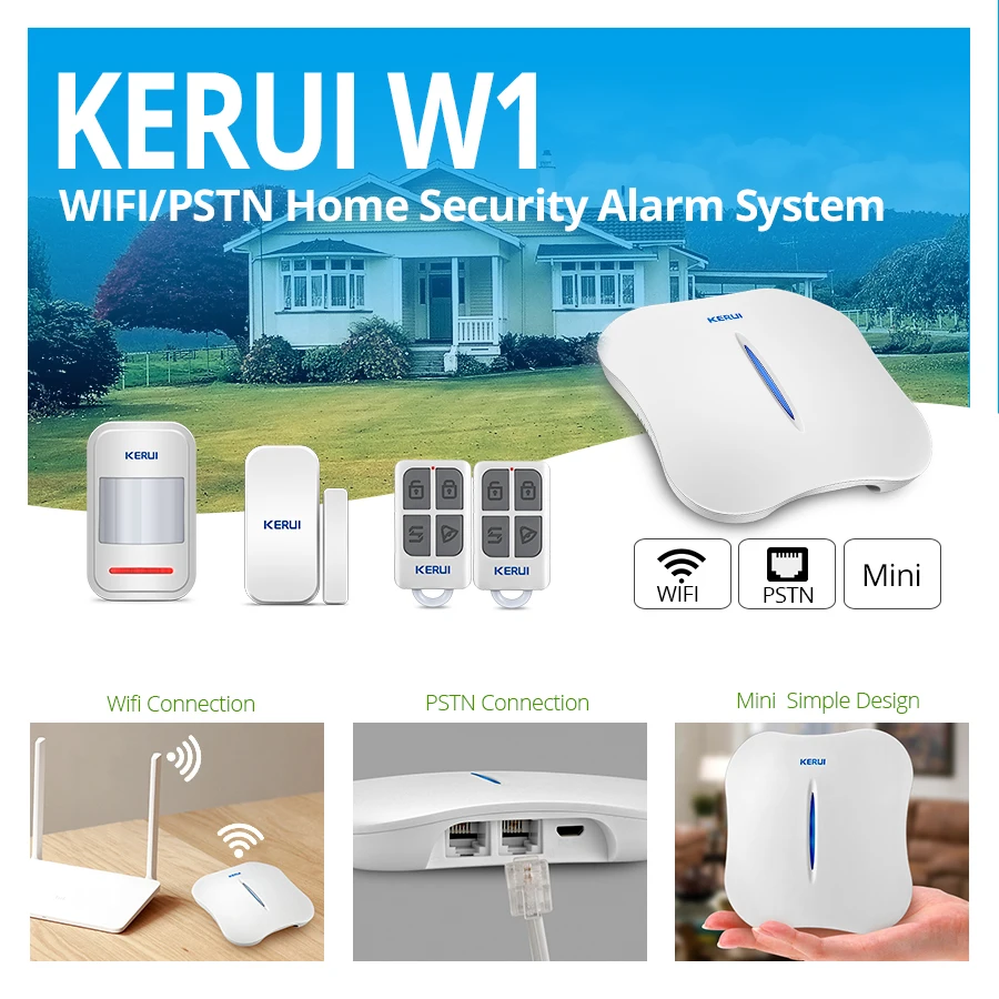 KERUI Wi-Fi сигнализация системы безопасности домашняя охранная сигнализация беспроводная домашняя сигнализация с 2ps Крытая wifi камера+ 2ps уличная камера