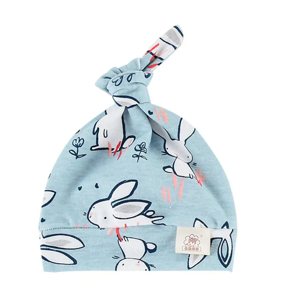 Красивые шапочки с бантиком для новорожденных мальчиков и девочек; хлопковые шапочки для сна с животными; доступно в 8 цветах; аксессуары для малышей - Цвет: A
