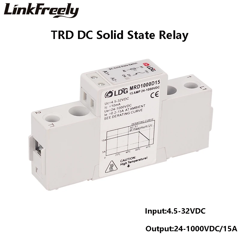 

TRD1000D15 10pcs 15A 1000VDC SSR Relay Solid State Module 5V 12V 24V 32VDC Input Auto Trigger Voltage Relay Switch Board DC DC