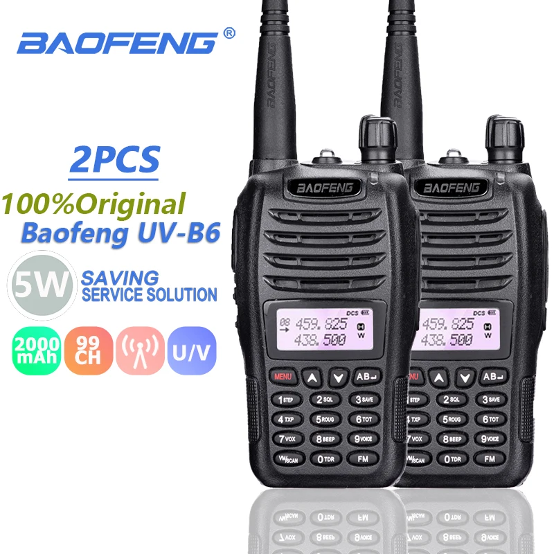 2 шт. Baofeng UV B6 иди и болтай Walkie Talkie “иди 5 Вт Samll Размеры рация Портативный