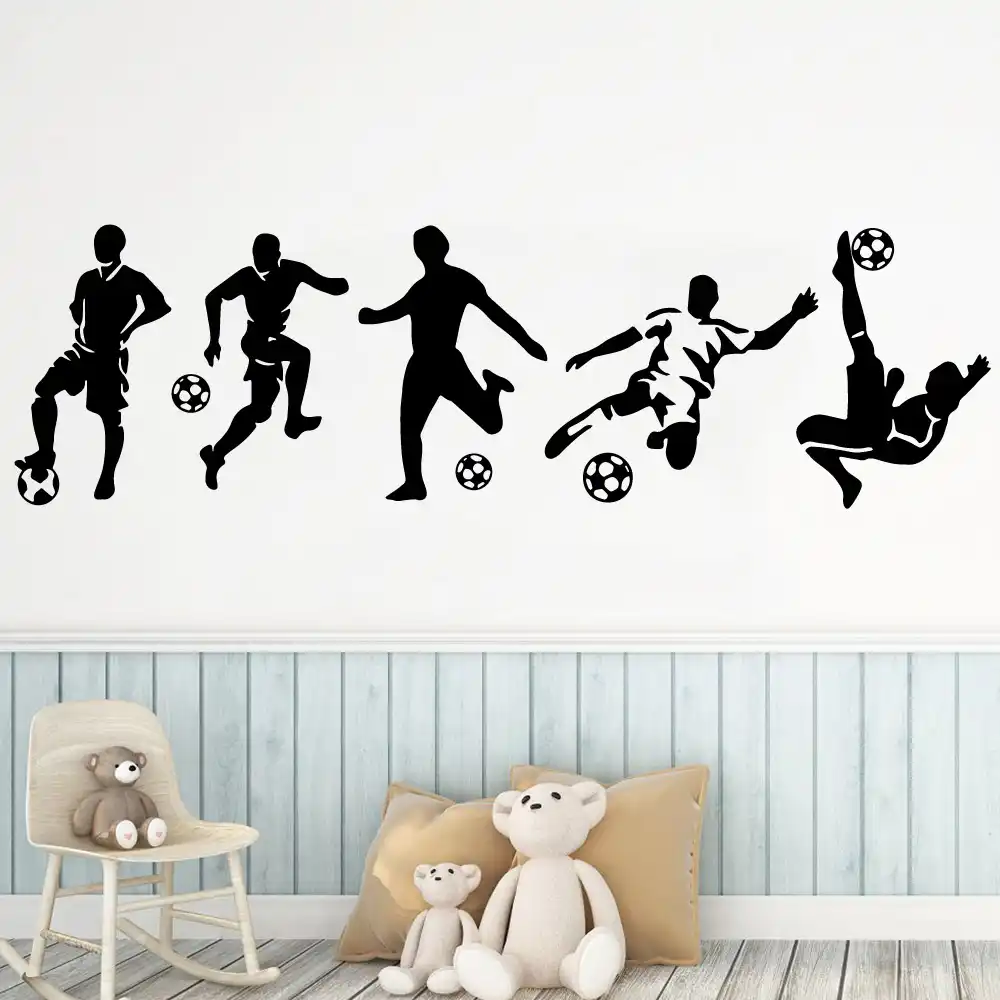 Adhesivos de fútbol para pared con nombre personalizado, pegatinas