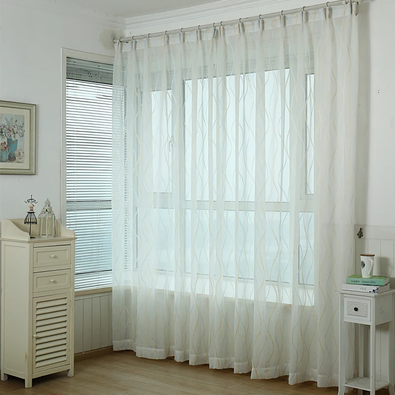 Curtains gauze finished balcony living room floor curtains white yarn