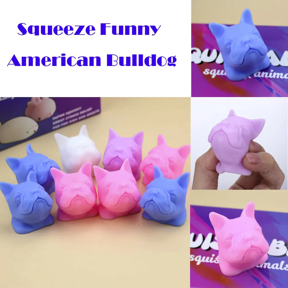 

New Soft Cartoon 1PC Mini American Bulldog Squeeze Funny Toy Soft Stress And Anxiety Relief Toys High Quality Drop Shipping