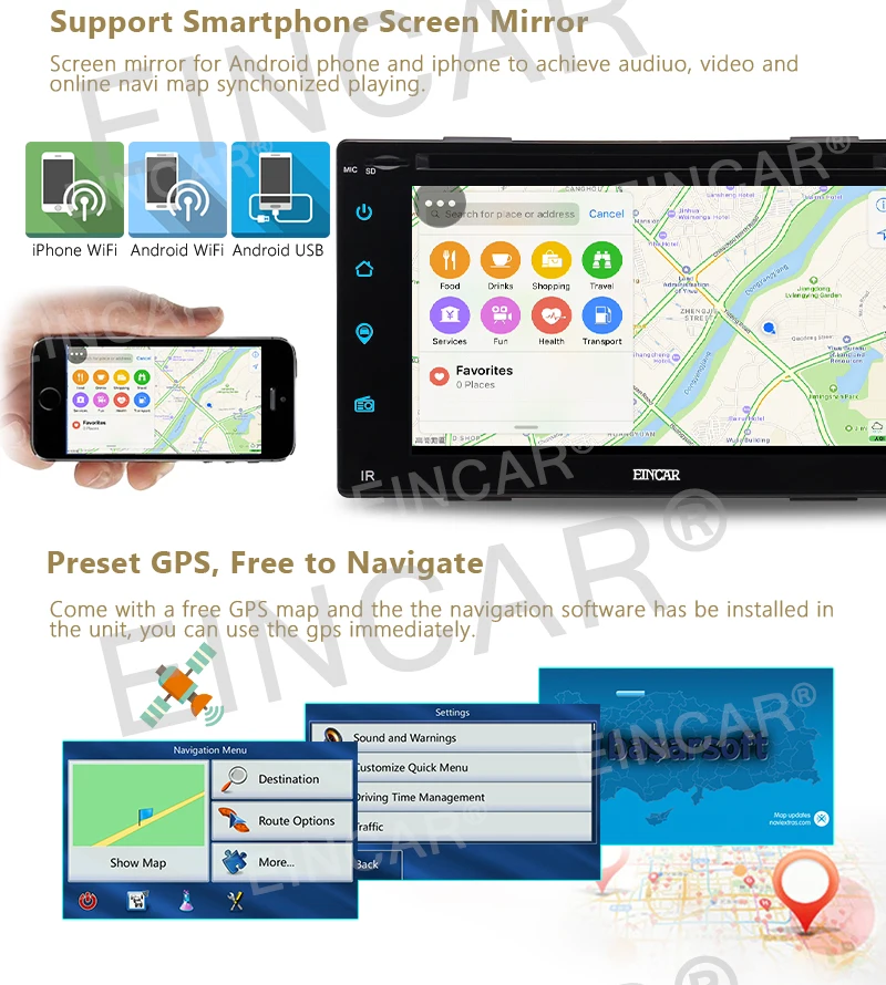 Perfect Android 6.0 4Core 6.2 inch 2Din Car DVD Player Stereo Radio Touchscreen GPS Wifi 2