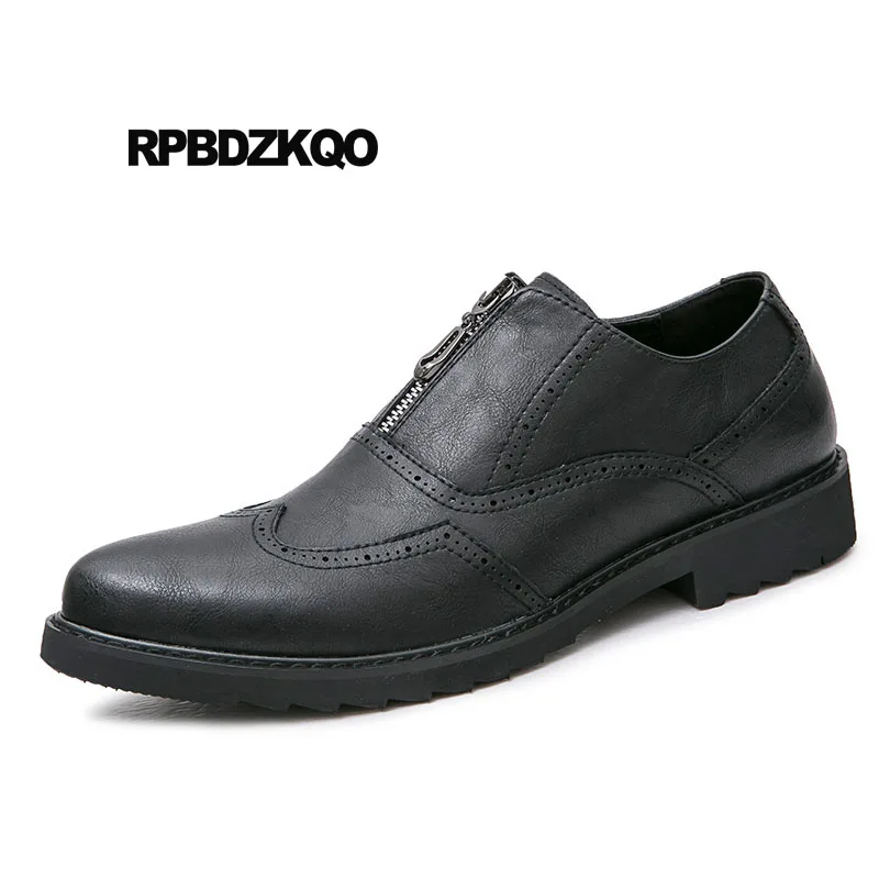 Richelieu Hauteur Croissante Éclair Black gray Européenne black Caché Fermeture Wingtip Italie Elevator Ascenseur Hommes Oxfords gray Brosse Robe Bureau Chaussures Noir Bout Pointu Elevator q0vFxwx