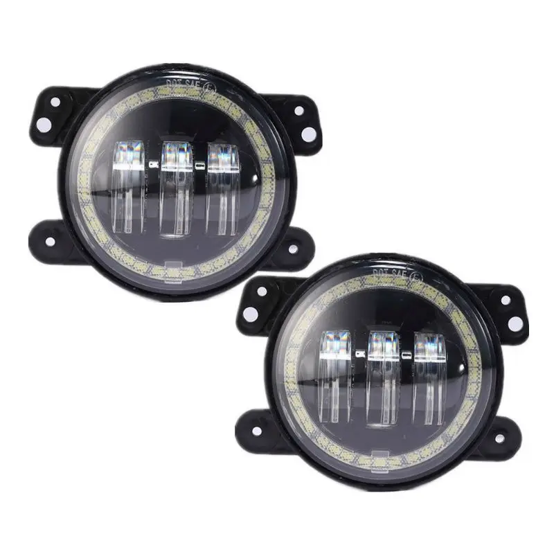 30W 4inch LED Fog Lights 2PCS with Red Demon Angle Eyes Green/Yellow Turn Singal for Jeep Wrangler Dodge Magnum | Автомобили и
