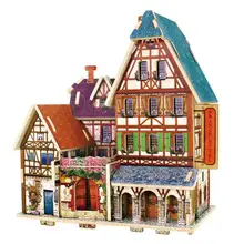 Качество 3D деревянные головоломки Франция-отель Конструкторы