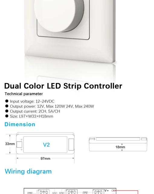 SUPERNIGHT Regulador de intensidad de tira de luz LED, DC12V-24V 30A PWM  controlador de atenuación para perilla de atenuación, interruptor de