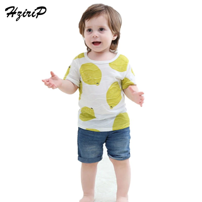 HziriP Kids Boys T Shirt Lemon Printed Tops Tees Children Sport