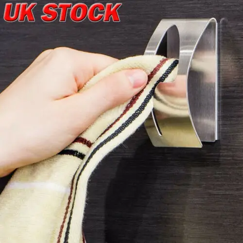 

New Self Adhesive Home Kitchen Wall Door Stainless Steel Towel Holder Hook Hanger