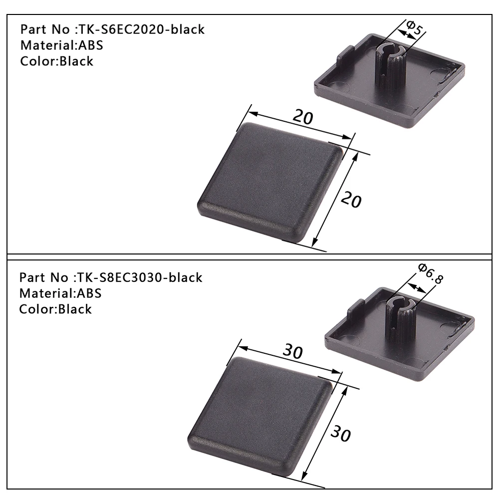 3030 4040 4545 6060 8080 черный пластик ABS аксессуары Торцевая крышка Крышка для алюминиевой экструзии