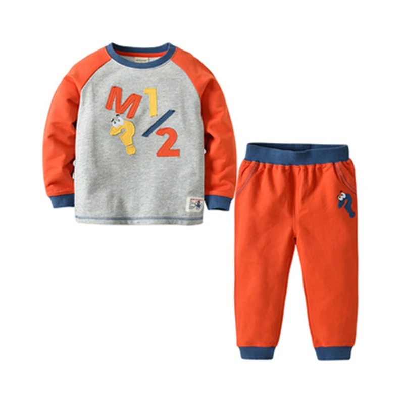 

2019 Children Long Sleeve Suit Spring Model Cotton Letter Boys Long-Sleeved Two-Piece Suit