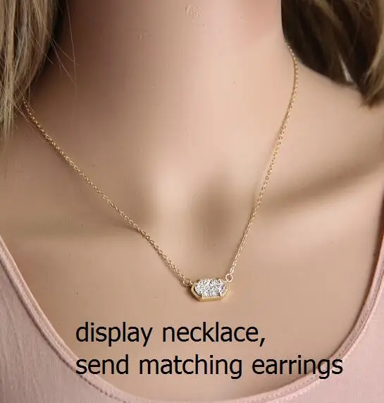 

2016 new Faux Druzy Quartze Drop Earings Fashion Jewelry Cute Multicolor Oval drop Earrings for Women