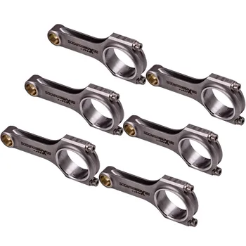 

6x Connecting Rods For Nissan Patrol For Datsun 280Z 280ZX Turbo L28 ARP 2000 Bolts Conrods 130.2mm Forged 4340 aircraft chrome