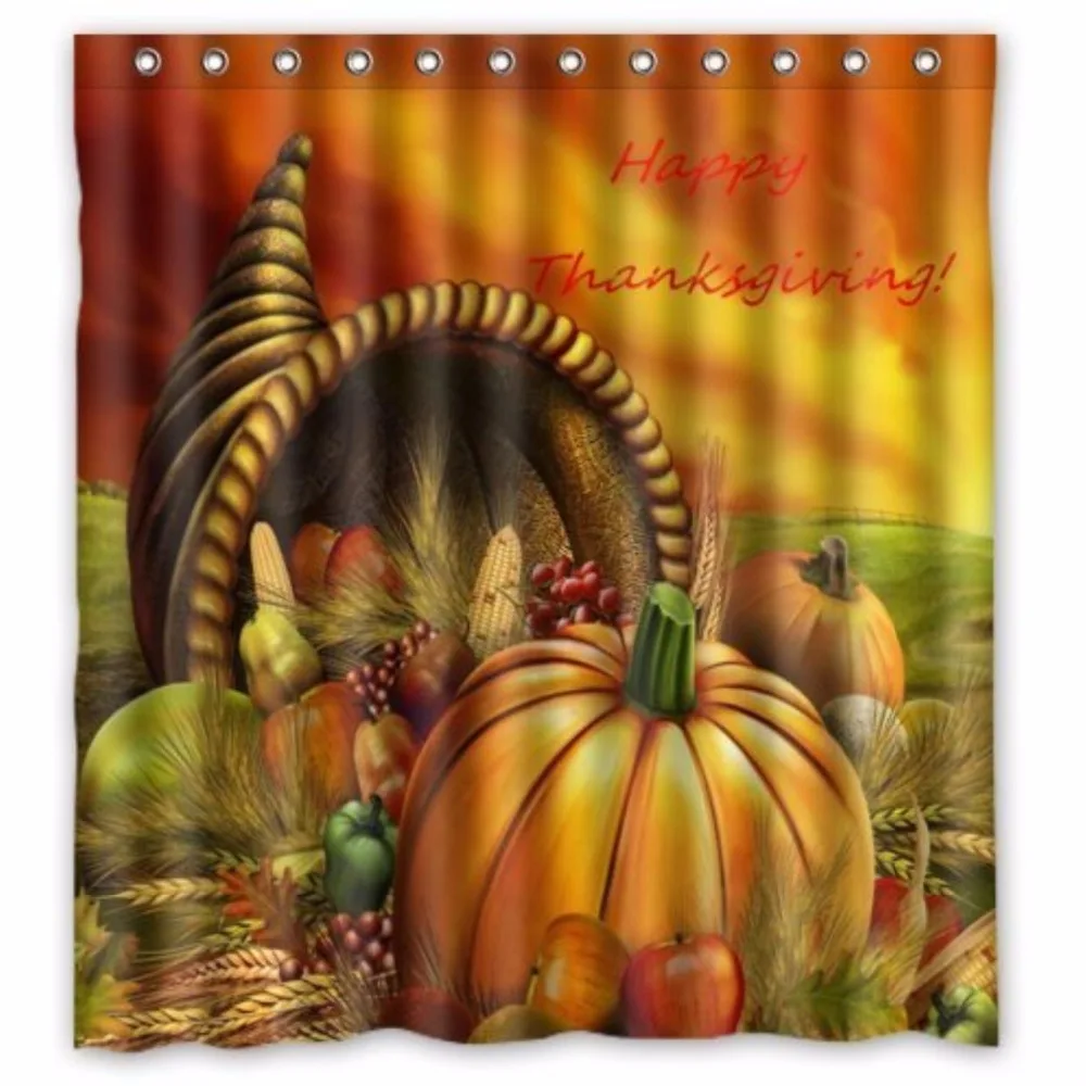 Happy Thanksgiving Day Harvest Custom Shower Curtain 100 Polyester