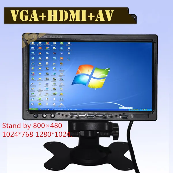 Super HD ЖК-дисплей 7-дюймовый монитор с VGA + AV HDMI ультра высокая яркость до 1024*600