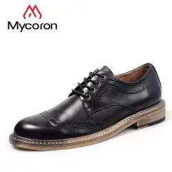 Mycoron 2018 Новые Мужские модельные туфли свадьбы высокое качество обувь из натуральной кожи в стиле ретро удобные броги Бизнес офисные