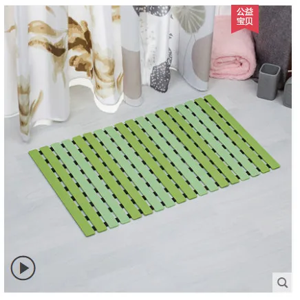 Hollow Pvc With Sucker Blue Bathroom Mat Anti Skid And Mildew