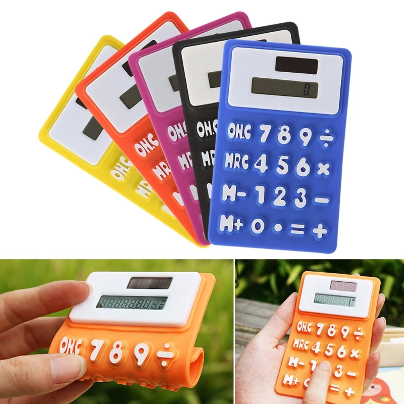 Складной мягкий силиконовый ручной научный солнечный калькулятор для школьного офиса