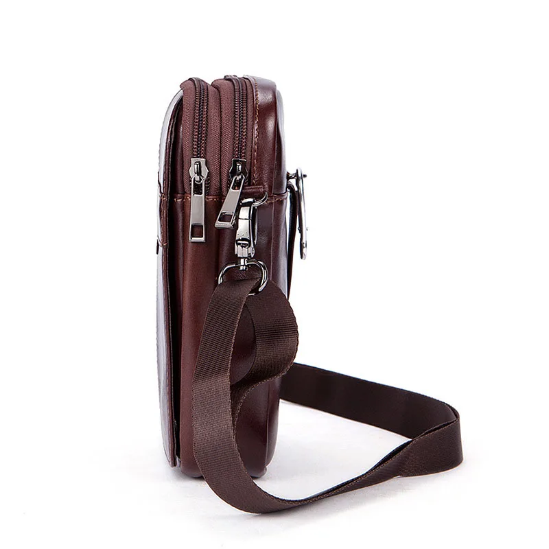 Factory direct Fashion soft surface genuine Leather men's bag brand retro Cowhide men's pockets fashion casual Crossbody Bags