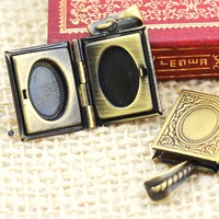 50pcs Antique Bronze Book Charms Locket Photo Frame Pendant Necklace Charm Openable Locket Necklaces Women Men Memorial Jewelry 1