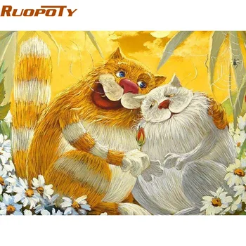 

RUOPOTY Frame Abstract Animals Diy Painting By Numbers Kits Coloring Modern Wall Art Handpainted Oil Painting For Home Decor
