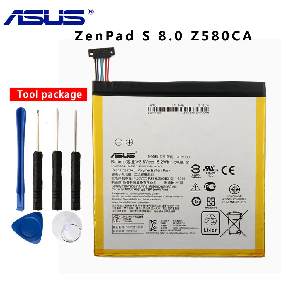 Goede Originele ASUS C11P1510 Tablet Batterij Voor ASUS ZenPad S 8.0 Z580CA 4000 mAh