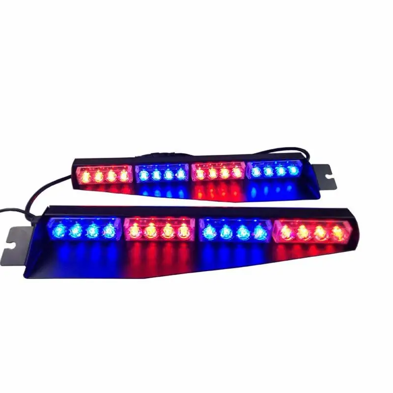 

32LED 32W LED Lightbar Visor Light Windshield Emergency Hazard Warning Strobe Beacon Split Mount Deck Dash Lamp(Red Blue&Red Blu