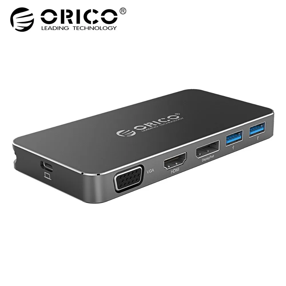 ORICO Type C to HDMI DisplayPort VGA Adapter for MacBook Samsung Galaxy S9/Note 9 Huawei P20 Pro Type C USB 3.0 HUB orico orico rcv3a type c для преобразователя vga hd usb3 0 usb c 3 разветвителя hub концентратор silver