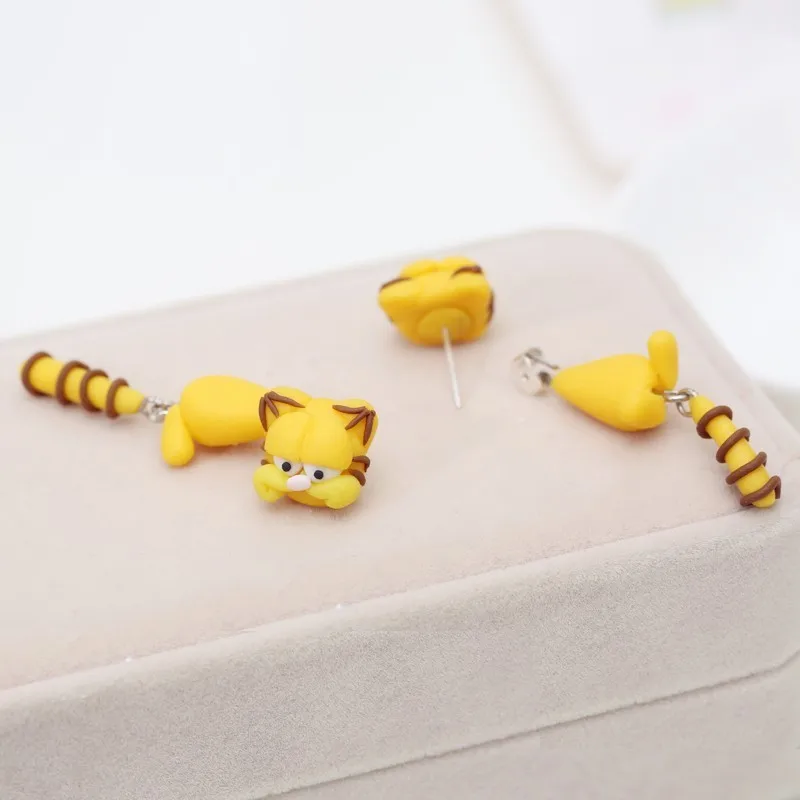 TTPAIAI 30 брендовые серьги-гвоздики ручной работы с изображением кота Гарфилда из мультфильма, модные милые серьги из полимерной глины с объемным животным для женщин и девочек