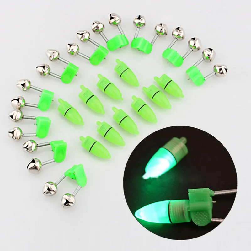 

10pcs LED Flash Light Night Electronic Fishing Bite Alarm Finder Lamp Double Twin Bells Tip Clip On Fishing Rod Tackle DC112