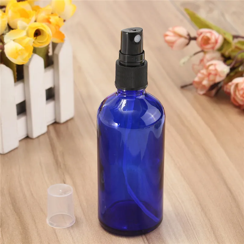

Portable 100ml Empty Cobalt Blue Glass Bottle With Fine Mist Spray For Aromatherapy Perfume Container Travel Bottles