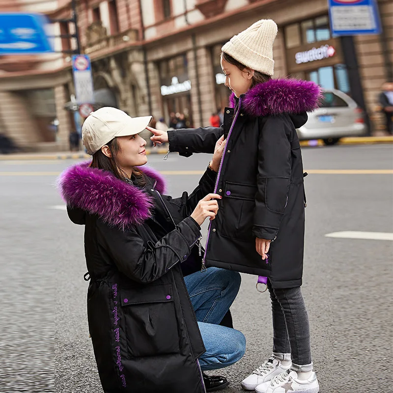 

HSSCZL girls duck down jackets 2019 new winter thicken girl down coat children's clothing outerwear overcoat hooded natural fur