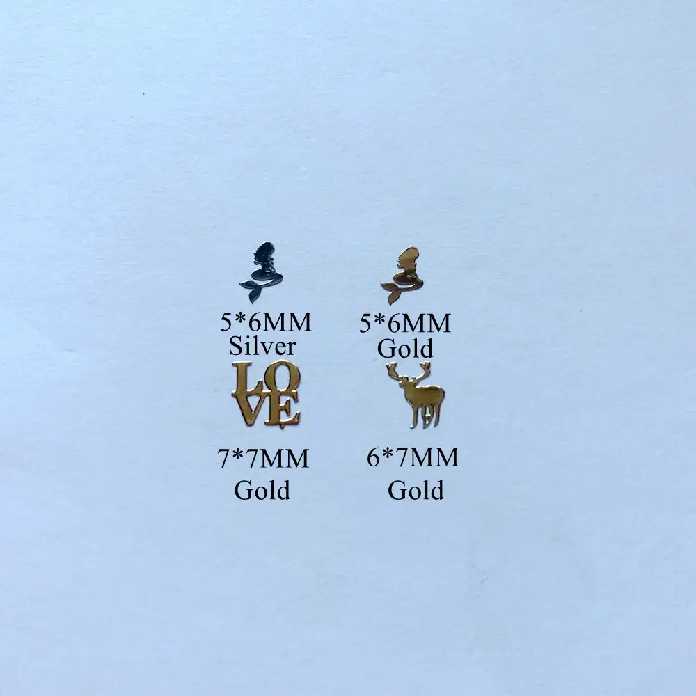 

One bag Free Shipping Metal Gold Mermaid Love Deer Nail Art Metal Sticker Nail Art Decoration Fancy