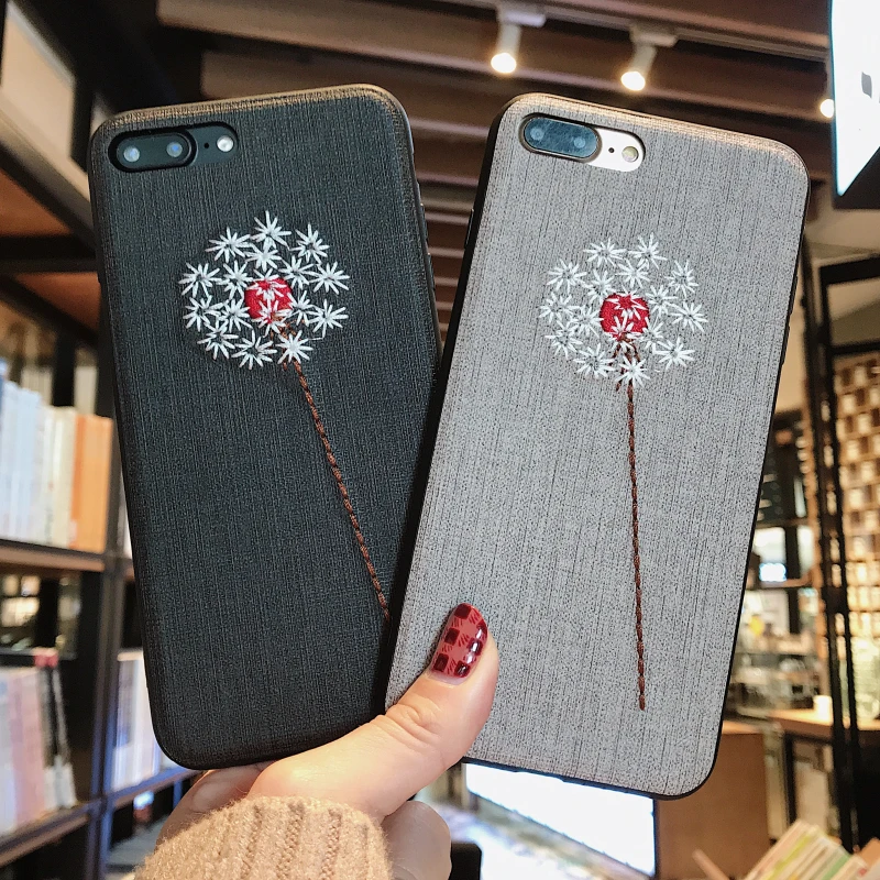 Для Apple iphone 6 6s 7 8 плюс ручной вышивки 3D цветок одуванчика Чехлы для x чехол