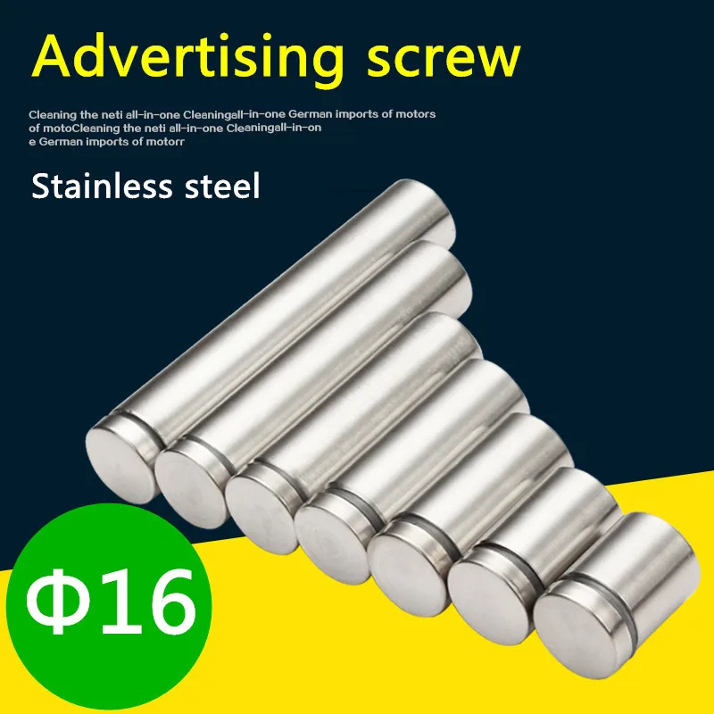 

4pcs/lot Dia.16mm Stainless Steel Hollow Advertisement Fixing Screws Glass Standoff Pin Fastener Advertising screws Nails
