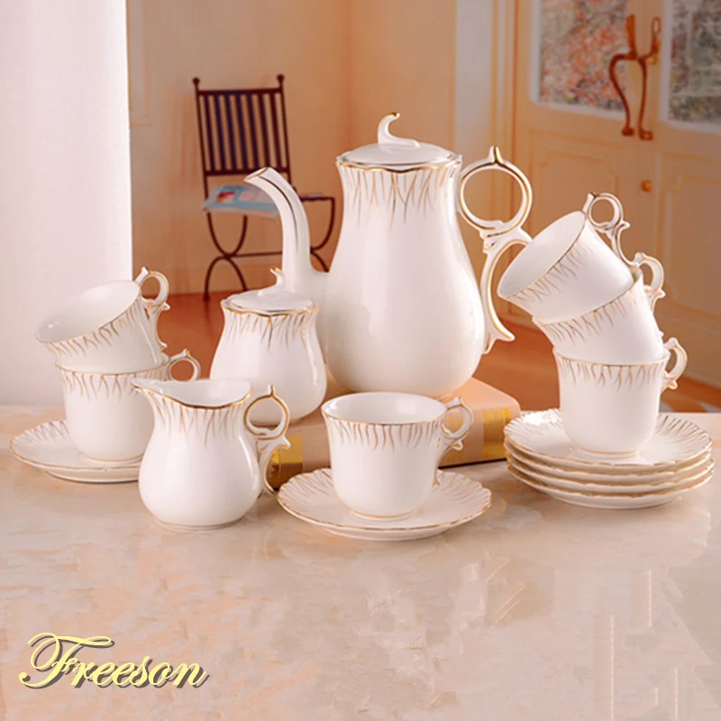 

Europe Gold Inlay Bone China Coffee Set Porcelain Tea Set Ceramic Pot Creamer Sugar Bowl Teatime Teapot Coffee Cup Tea Mug