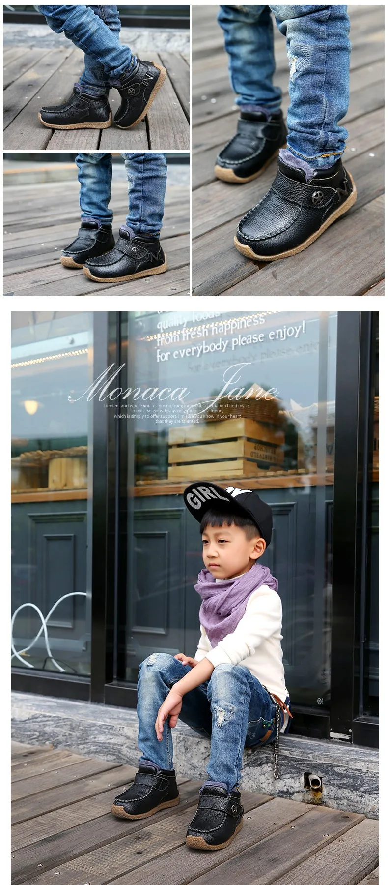 Популярная зимняя детская обувь; модные уличные ботинки из натуральной кожи для мальчиков; детские зимние ботинки для мальчиков; европейские размеры 21-37