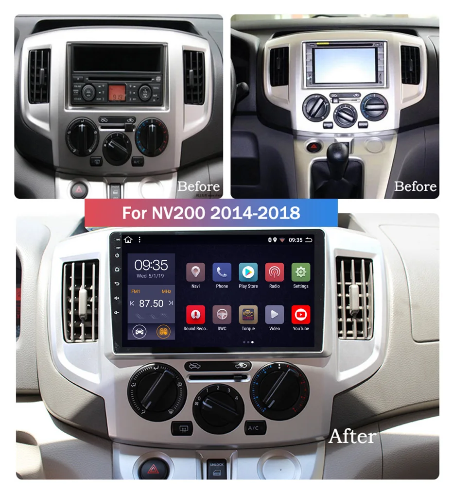 Best 9 inch 2.5D IPS HD multi-touch screen Android8.1 2G RAM 32G ROM NAVI with Bluetooth USB WIFI SWC For Nissan NV200 2014-2018 1